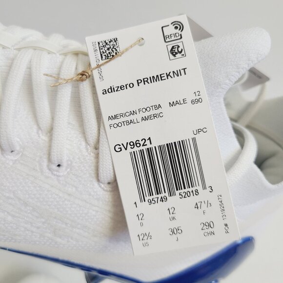 NEW Adidas Adizero Primeknit Football Cleats GV9621 Size 12.5 White Blue main image 6